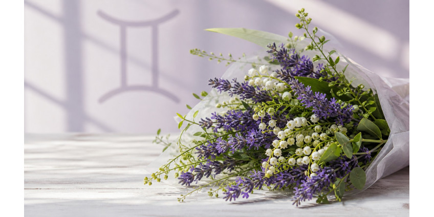 Gemini, the zodiac's flower: lavender, lily of the valley, and the mixed bouquet