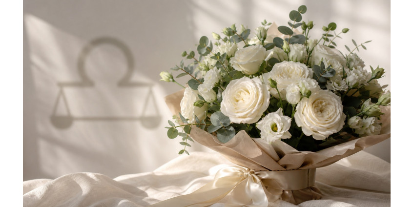 Libra — the zodiac's flower: white rose, lisianthus, orchid