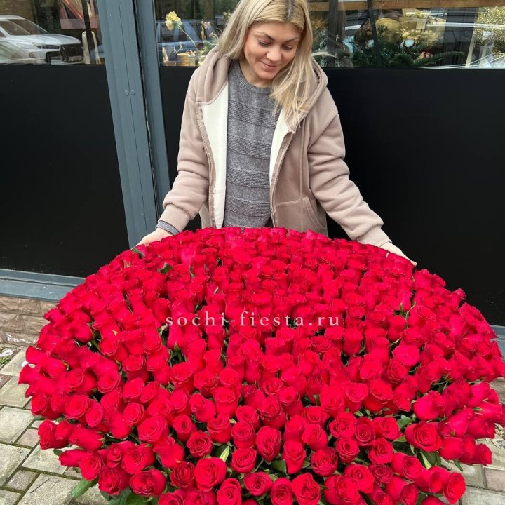 501 красная роза в корзине в Дубае